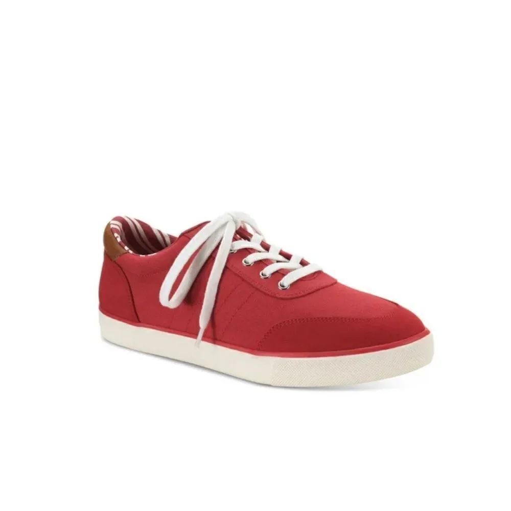 CLUB ROOM Mens Red Lightweight Padded Cameron Round Toe Lace-Up Sneakers Shoes
